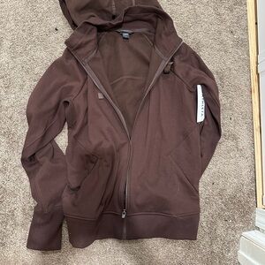 Athleta Truffle Brown Hooded Zip Up Jacket